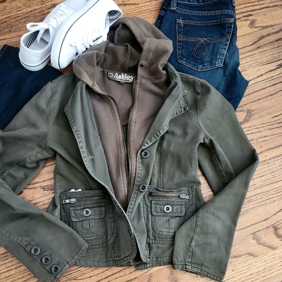 Ashley By 26 International Jackets & Coats Adorable Army Green Jean